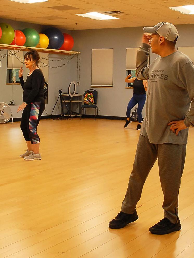 zumba gold class in dance studio